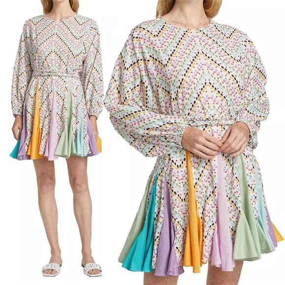 Rhode Ella Chevron Multicolor Mini Dress – Size Small - Picture 1 of 9